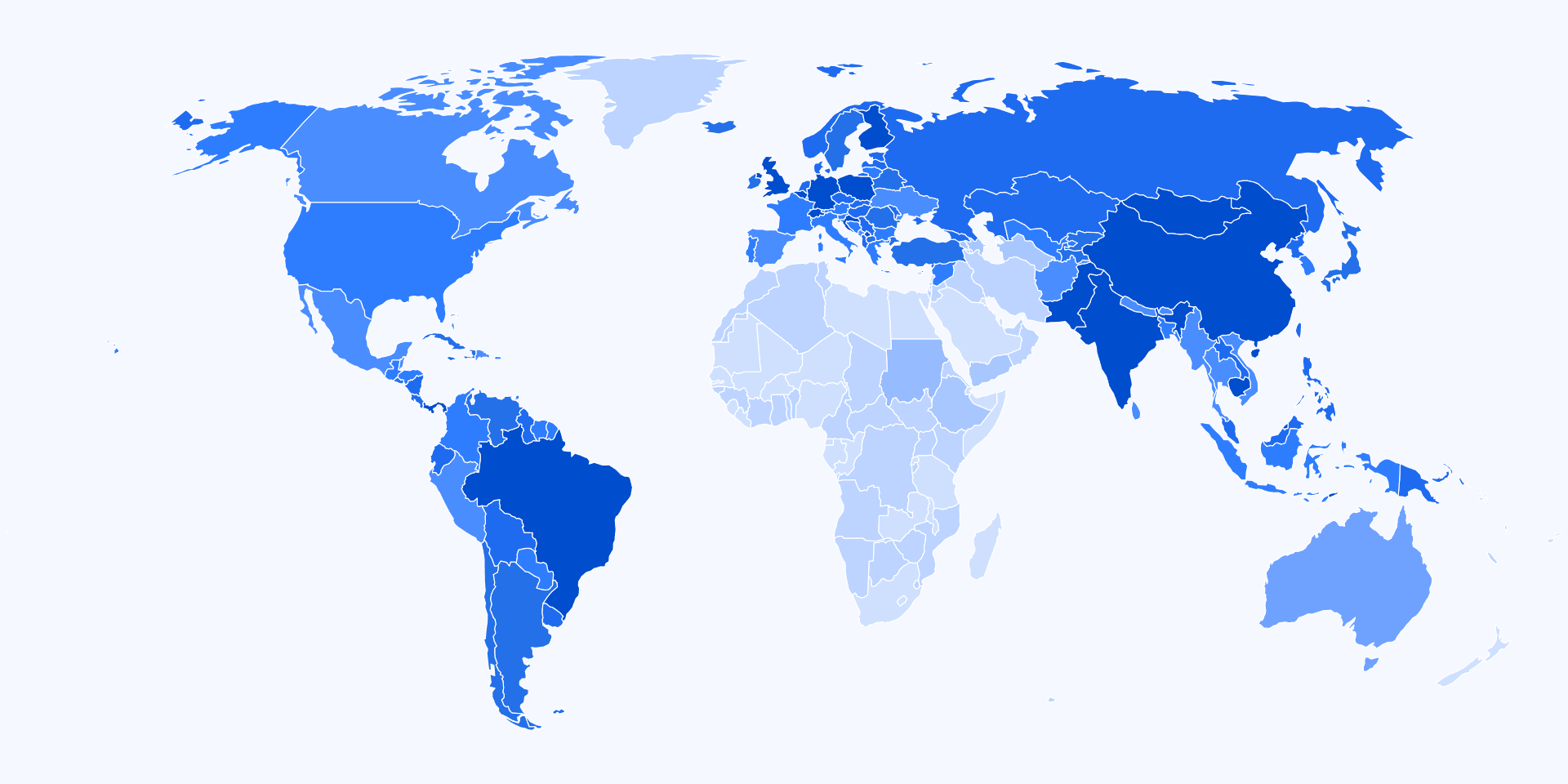 World map of countries where brands sell with Base